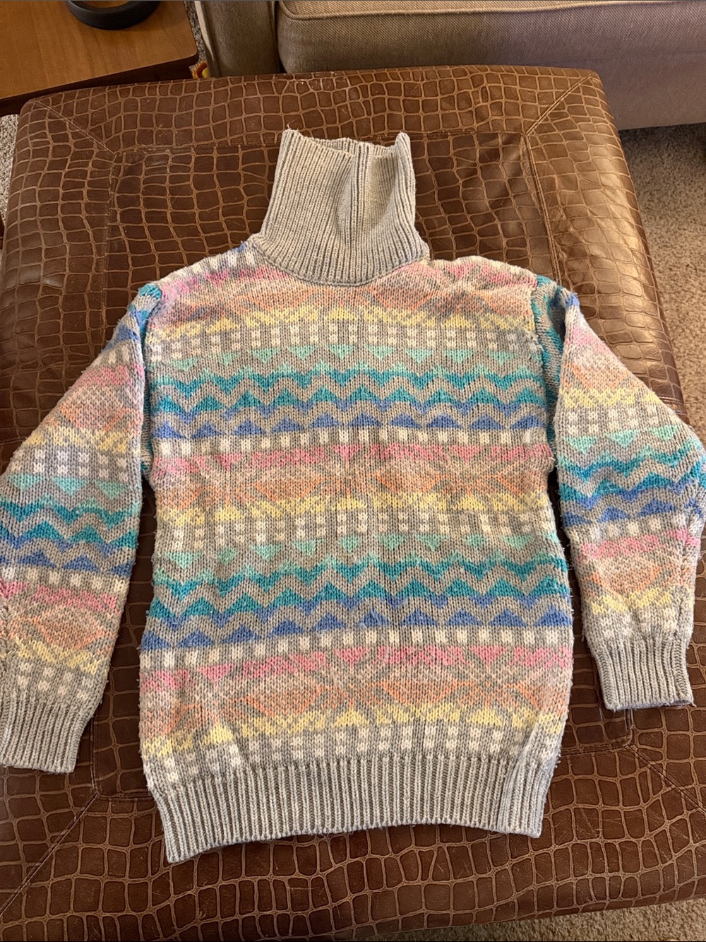 Vintage Sugar Co. Ltg. Women’s Multicolor Turtleneck Sweater - Light Gray